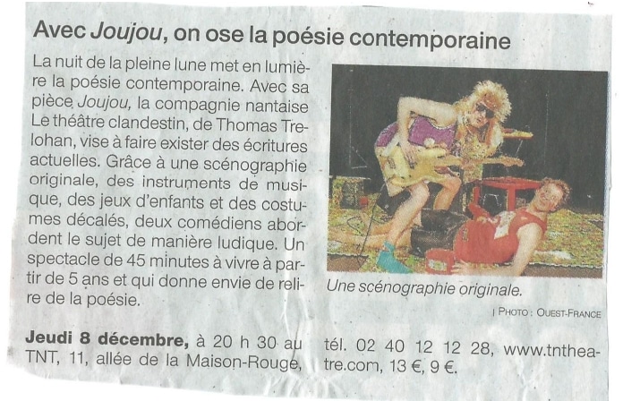 Avec Joujou, on ose la poésie contemporaine