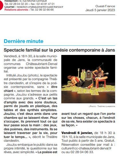 Spectacle familial sur la poésie contemporaine à Jans